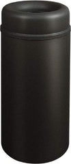 Rubbermaid - 15 Gal Black Round Decorative Waste Receptacle With Top - Steel, 30" High - All Tool & Supply