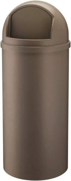 Rubbermaid - 15 Gal Brown Round Decorative Waste Receptacle With Top - 927mm High - All Tool & Supply