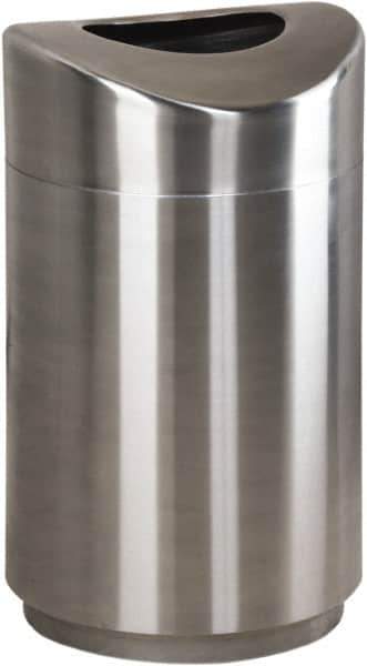 Rubbermaid - 30 Gal Silver Round Decorative Waste Receptacle With Top - Metal, 851mm High - All Tool & Supply