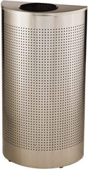 Rubbermaid - 12 Gal Silver Half-Round Decorative Waste Receptacle With Top - Stainless Steel, 32" High x 18" Wide - All Tool & Supply