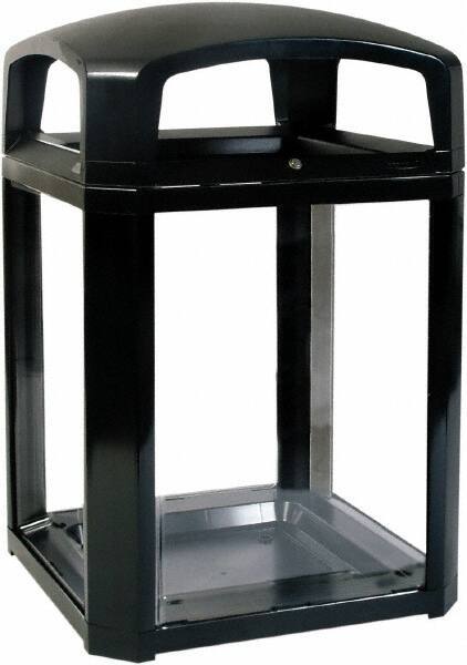 Rubbermaid - 50 Gal Black Square Decorative Waste Receptacle With Top - Polycarbonate, 1,181mm High x 660.4mm Long x 26" Wide - All Tool & Supply