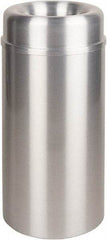 Rubbermaid - 15 Gal Aluminum Round Decorative Waste Receptacle With Top - Steel, 30" High - All Tool & Supply