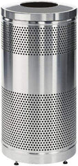 Rubbermaid - 25 Gal Silver Round Decorative Waste Receptacle With Top - Stainless Steel, 902mm High - All Tool & Supply