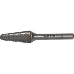 WALTER Surface Technologies - 3/8" Cut Diam, 1/4" Shank Diam, Cone Head Double Cut Burr - Carbide, 1-1/16" LOC - All Tool & Supply