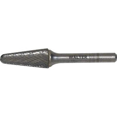 WALTER Surface Technologies - 1/2" Cut Diam, 1/4" Shank Diam, Cone Head Double Cut Burr - Carbide, 1-1/8" LOC - All Tool & Supply