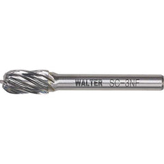 WALTER Surface Technologies - 3/8" Cut Diam, 1/4" Shank Diam, Cylinder Ball End Head Double Cut Burr - Carbide, 3/4" LOC - All Tool & Supply