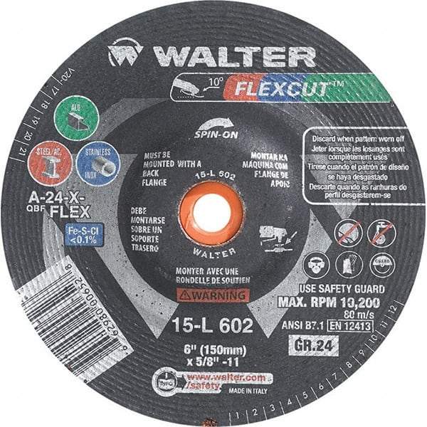 WALTER Surface Technologies - 6" Diam, 24 Grit Surface Grinding Wheel - Aluminum Oxide/Silicon Carbide Blend, Resinoid Bond - All Tool & Supply