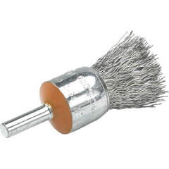 WALTER Surface Technologies - 3/4" Brush Diam, Crimped, End Brush - 1/4" Diam Shank, 25,000 Max RPM - All Tool & Supply