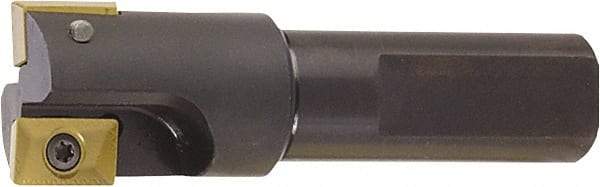 Kyocera - 1-3/8" Cut Diam, 0.6" Max Depth of Cut, 3/4" Shank Diam, 3.4" OAL, Indexable Square Shoulder End Mill - XPMT 15T3 Inserts, Flatted Shank, 90° Lead Angle - All Tool & Supply