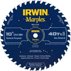 Irwin Blades - 10" Diam, 5/8" Arbor Hole Diam, 40 Tooth Wet & Dry Cut Saw Blade - Carbide-Tipped, Finishing Action, Standard Round Arbor - All Tool & Supply