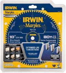 Irwin Blades - 10" Diam, 5/8" Arbor Hole Diam, 80 Tooth Wet & Dry Cut Saw Blade - Carbide-Tipped, Finishing Action, Standard Round Arbor - All Tool & Supply