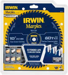 Irwin Blades - 10" Diam, 5/8" Arbor Hole Diam, 60 Tooth Wet & Dry Cut Saw Blade - Carbide-Tipped, Finishing Action, Standard Round Arbor - All Tool & Supply