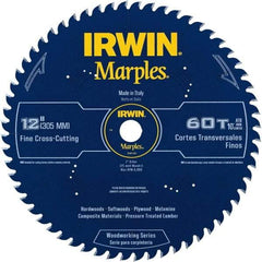 Irwin - 12" Diam, 1" Arbor Hole Diam, 60 Tooth Wet & Dry Cut Saw Blade - Carbide-Tipped, Finishing Action, Standard Round Arbor - All Tool & Supply