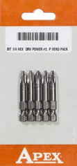 Apex - #2 Phillips Screwdriver Bit - 1/4" Hex Drive, 2-3/4" OAL - All Tool & Supply