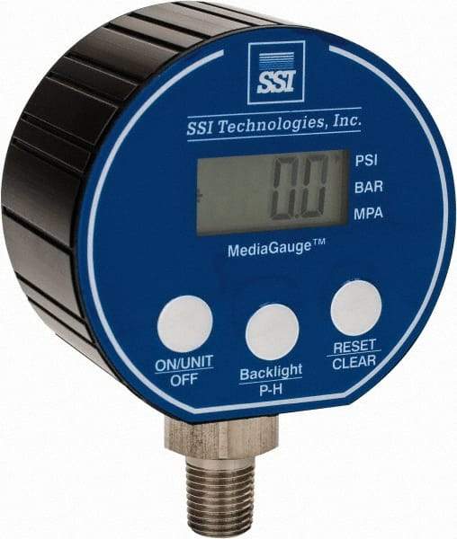 SSI Technologies - 3" Dial, 1/4 Thread, 0-3,000 Scale Range, Pressure Gauge - Lower Connection Mount, Accurate to 0.0025% of Scale - All Tool & Supply