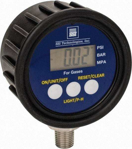 SSI Technologies - 2-1/2" Dial, 1/4 Thread, 0-300 Scale Range, Pressure Gauge - Lower Connection Mount, Accurate to 1% of Scale - All Tool & Supply