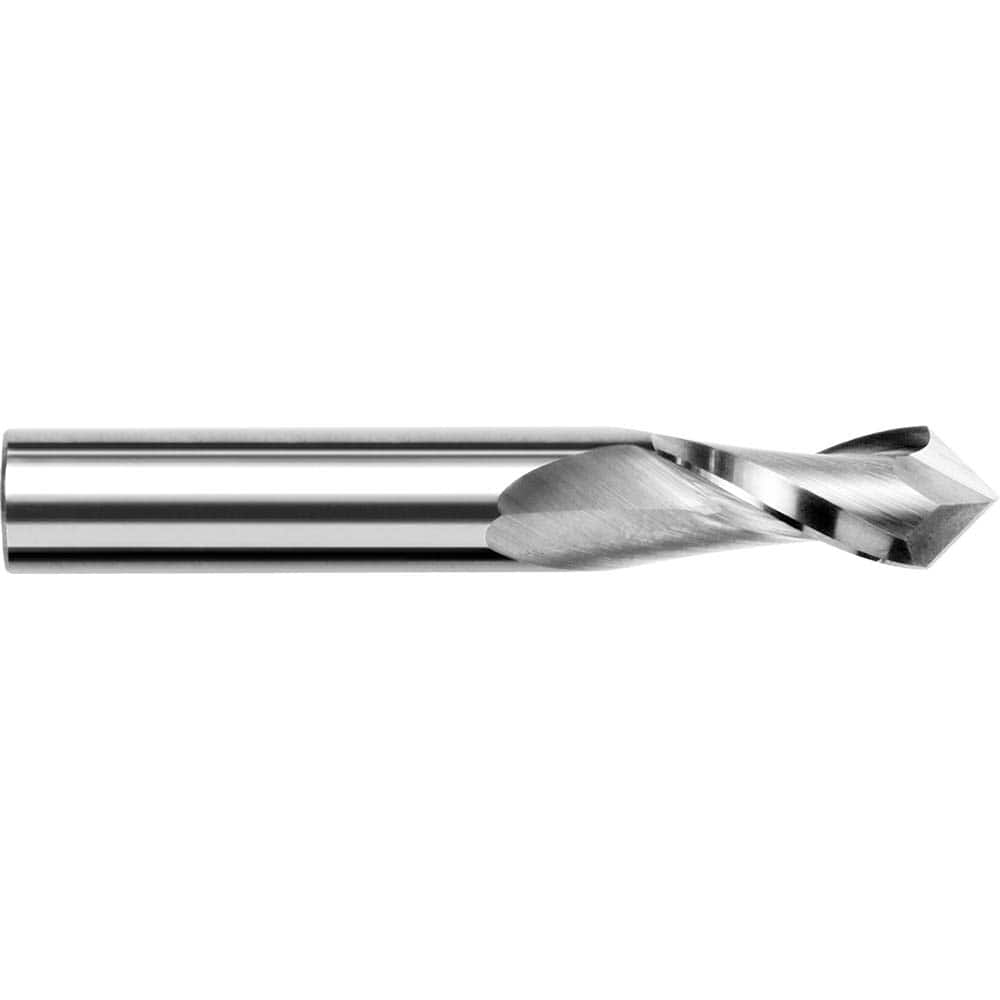 Drill Mill: 1/16″ Dia, 3/16″ LOC, 2 Flutes, 100 ° Point, Solid Carbide 1-1/2″ OAL, 1/8″ Shank Dia, Uncoated