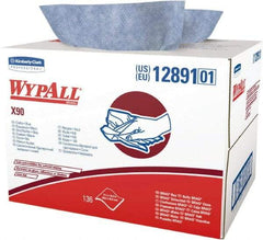 WypAll - X90 Dry Shop Towel/Industrial Wipes - Brag Box/Double Top Box, 16-3/4" x 11" Sheet Size, Blue - All Tool & Supply