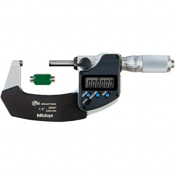 Mitutoyo - Electronic Outside Micrometers Type: Coolant-proof Minimum Measurement (Decimal Inch): 1.0000 - All Tool & Supply