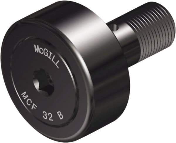 McGill - 22mm Roller Diam x 12mm Width, 10mm Stud Diam x 23mm Length, Crowned Sealed Stud Cam Follower with Hex - Steel, 12mm Thread Length, M10x1 Thread, 36mm OAL, 1,765 Lb Dynamic Cap, 2,338 Lb Static Cap - All Tool & Supply