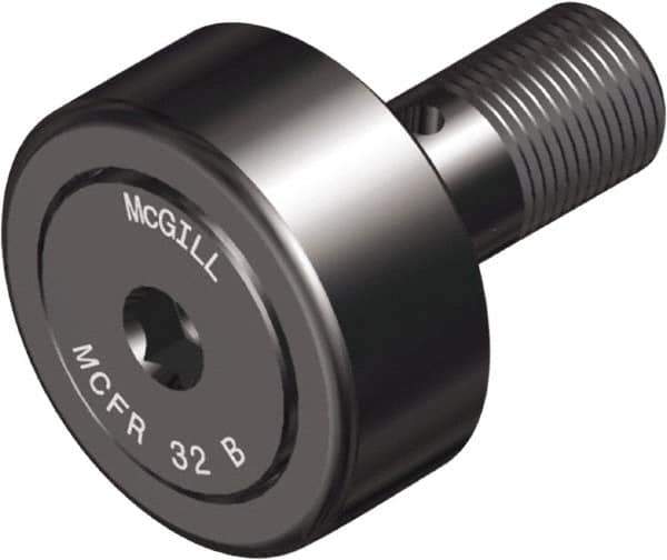 McGill - 30mm Roller Diam x 14mm Width, 12mm Stud Diam x 25mm Length, Crowned Sealed Stud Cam Follower with Hex - Steel, 14mm Thread Length, M12x1.5 Thread, 40mm OAL, 1,542 Lb Dynamic Cap, 1,810 Lb Static Cap - All Tool & Supply