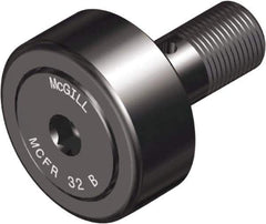 McGill - 32mm Roller Diam x 14mm Width, 12mm Stud Diam x 25mm Length, Crowned Sealed Stud Cam Follower with Hex - Steel, 14mm Thread Length, M12x1.5 Thread, 40mm OAL, 1,542 Lb Dynamic Cap, 1,810 Lb Static Cap - All Tool & Supply