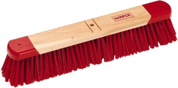 Harper Brush - 18" General Purpose Synthetic Push Broom - 3" Bristle Length, Wood Block, Bolt-On Handle Connection, Handle Sold Separately - All Tool & Supply