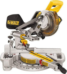 DeWALT - 4 Amp, 20 Volt, 3,750 RPM, 48° Left Single Bevel Sliding Miter Saw - 5/8" Arbor, 7-1/4" Blade Diam, Includes Battery Charger & Battery - All Tool & Supply