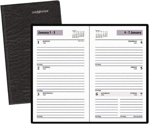 DayMinder - 52 Sheet, 3-1/2 x 6-3/16", Weekly Planner - Black - All Tool & Supply