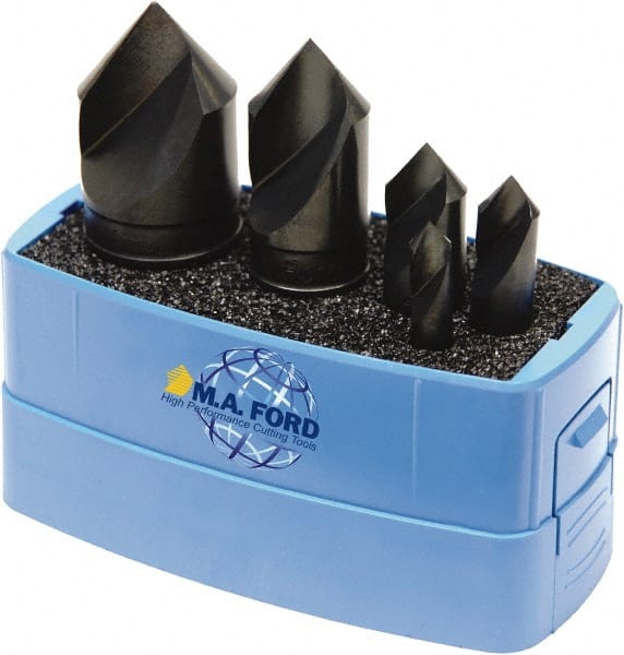 M.A. Ford - 5 Piece, 1/4 to 1" Head Diam, 90° Included Angle, Single End Countersink Set - All Tool & Supply