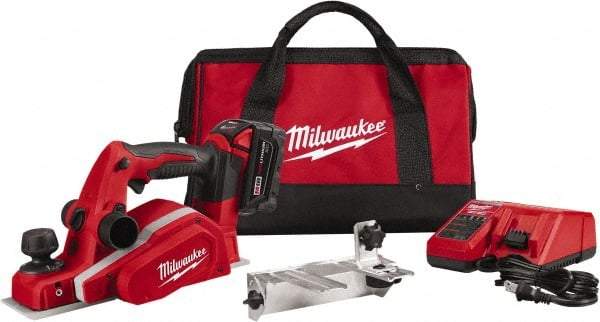 Milwaukee Tool - 18V 3-1/4" Planer - Battery, Charger, Bag and Bevel/Edge Guide, 2 Double Edge Blades Included - All Tool & Supply