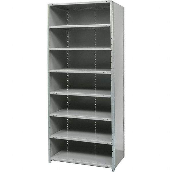 Hallowell - 8 Shelf, 500 Lb. Capacity, Free Standing Closed Shelving - 36 Inch Wide x 18 Inch Deep x 87 Inch High, Gray - All Tool & Supply