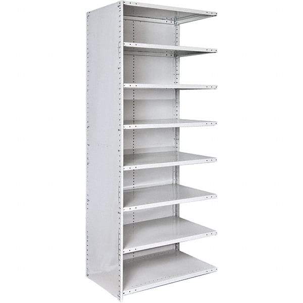 Hallowell - 8 Shelf, 375 Lb. Capacity, Closed Shelving Add-On Unit - 48 Inch Wide x 18 Inch Deep x 87 Inch High, Platinum - All Tool & Supply