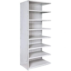 Hallowell - 8 Shelf, 350 Lb. Capacity, Closed Shelving Add-On Unit - 48 Inch Wide x 24 Inch Deep x 87 Inch High, Platinum - All Tool & Supply