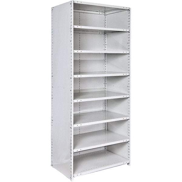 Hallowell - 8 Shelf, 375 Lb. Capacity, Closed Shelving Starter Unit - 48 Inch Wide x 18 Inch Deep x 87 Inch High, Platinum - All Tool & Supply