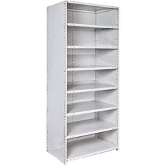 Hallowell - 8 Shelf, 500 Lb. Capacity, Closed Shelving Starter Unit - 36 Inch Wide x 12 Inch Deep x 87 Inch High, Platinum - All Tool & Supply