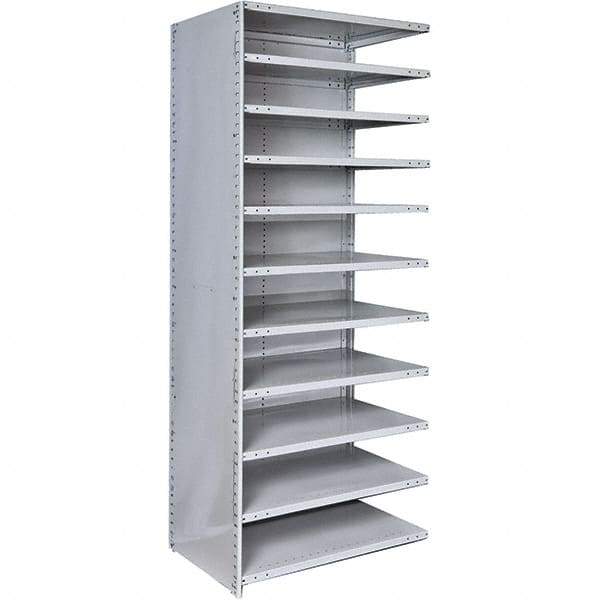 Hallowell - 11 Shelf, 375 Lb. Capacity, Closed Shelving Add-On Unit - 48 Inch Wide x 12 Inch Deep x 87 Inch High, Platinum - All Tool & Supply