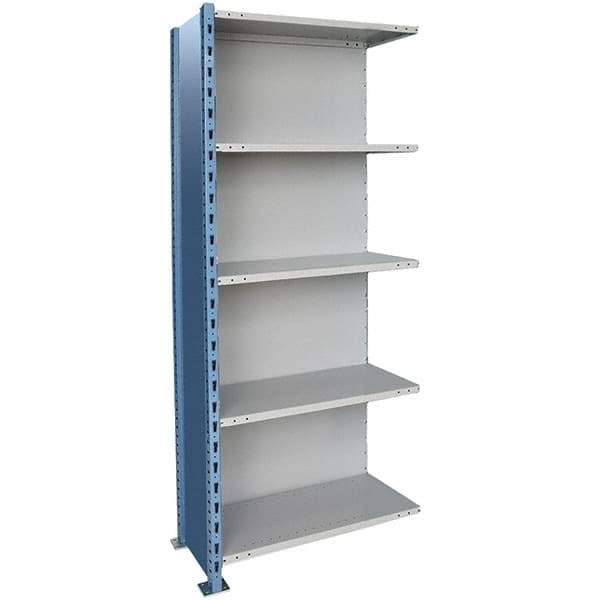 Hallowell - 5 Shelf, 800 Lb. Capacity, Closed Shelving Add-On Unit - 36 Inch Wide x 24 Inch Deep x 123 Inch High, Blue and Platinum - All Tool & Supply