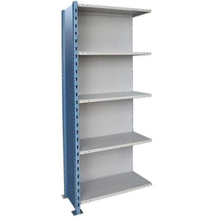 Hallowell - 5 Shelf, 900 Lb. Capacity, Closed Shelving Add-On Unit - 48 Inch Wide x 18 Inch Deep x 87 Inch High, Blue and Platinum - All Tool & Supply