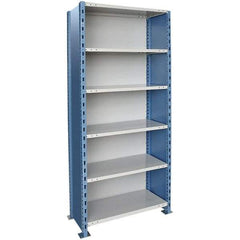 Hallowell - 6 Shelf, 800 Lb. Capacity, Closed Shelving Starter Unit - 36 Inch Wide x 24 Inch Deep x 123 Inch High, Blue and Platinum - All Tool & Supply