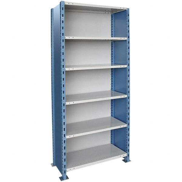 Hallowell - 6 Shelf, 1,200 Lb. Capacity, Closed Shelving Starter Unit - 36 Inch Wide x 18 Inch Deep x 87 Inch High, Blue and Platinum - All Tool & Supply