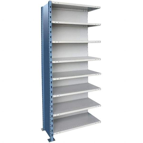 Hallowell - 8 Shelf, 900 Lb. Capacity, Closed Shelving Add-On Unit - 48 Inch Wide x 24 Inch Deep x 123 Inch High, Blue and Platinum - All Tool & Supply