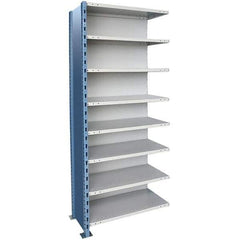 Hallowell - 8 Shelf, 450 Lb. Capacity, Closed Shelving Add-On Unit - 48 Inch Wide x 18 Inch Deep x 123 Inch High, Blue and Platinum - All Tool & Supply