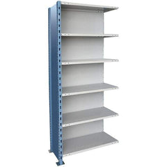 Hallowell - 6 Shelf, 500 Lb. Capacity, Closed Shelving Add-On Unit - 48 Inch Wide x 24 Inch Deep x 87 Inch High, Blue and Platinum - All Tool & Supply