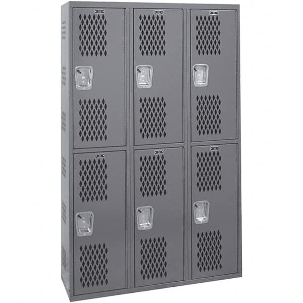 Hallowell - 6 Door, 2 Tier, Heavy-Duty Ventilated Wardrobe & Box Lockers - All Tool & Supply