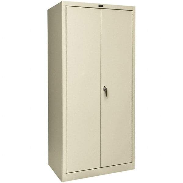 Hallowell - 4 Shelf Locking Storage Cabinet - Steel, 48" Wide x 18" Deep x 72" High, Tan - All Tool & Supply