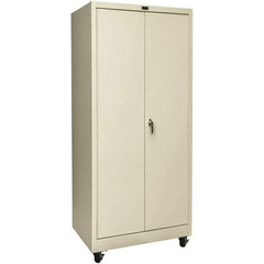 Hallowell - 4 Shelf Mobile Storage Cabinet - Steel, 48" Wide x 24" Deep x 72" High, Tan - All Tool & Supply