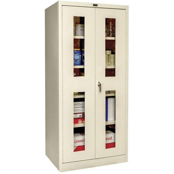 Hallowell - 4 Shelf Locking Storage Cabinet - Steel, 48" Wide x 18" Deep x 72" High, Tan - All Tool & Supply