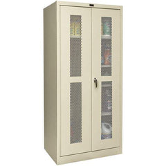 Hallowell - 4 Shelf Combination Storage Cabinet - Steel, 36" Wide x 24" Deep x 72" High, Tan - All Tool & Supply