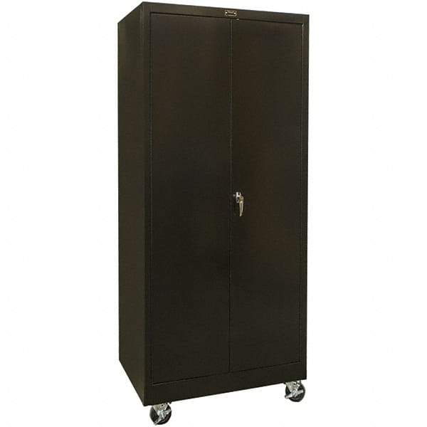 Hallowell - 4 Shelf Mobile Storage Cabinet - Steel, 48" Wide x 24" Deep x 72" High, Black - All Tool & Supply